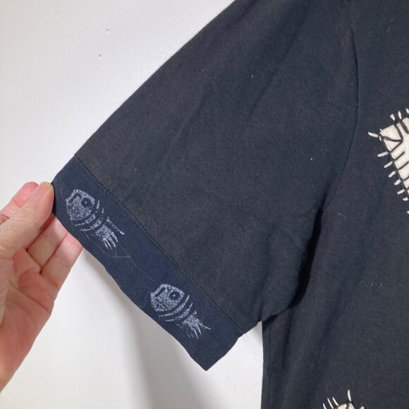 Womens Country Wear Button Front Patch Top Cats Fish Tree M NWT Cotton Linen Ble - Picture 5 of 13